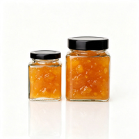 Vente en gros de pots en verre transparent carrés personnalisés avec couvercle à vis en métal pour le miel, la sauce chili, les aliments conservés