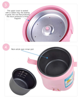 Mini cuiseur à riz portatif multifonctionnel de 0,8 L pour 1 à 2 utilisations personnelles Mini cuiseur rapide à chaleur d'avoine rose bleu blanc noir Options