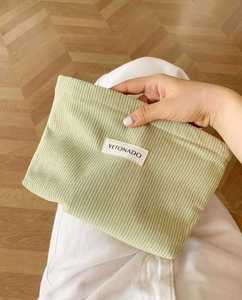 Eco Friendly Custom Logo Travel Portable Corduroy Toiletry Makeup Pouch Zipper Cosmetic <b>Storage</b> Bag Gifts <b>Make</b> <b>up</b> Bags Girl - Product Image 5