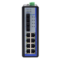 UOTEK Industrial 100M 2 Capas 8 Puertos RJ45 Red Gestionada POE Conmutador Ethernet 2 Gigabit Fibra Óptica SC DIN-Rail M