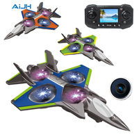 AiJH Avion Rc 2.4G avec double caméra Jet EPP Foam Flip Altitude Hold Headless Mode Flying LCD Remote Control Plane Toys