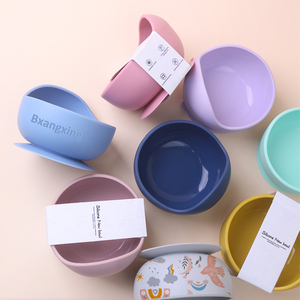 Đầu tiên cho ăn Silicone hút bé BÁt đặt Logo tùy chỉnh OEM Toddler lứa tuổi 6 tháng + bé BPA free Silicone thức ăn muỗng Bộ - Product Image 2