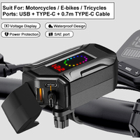 Cargador USB para Motocicleta de 18-30W 4A con Cable Retráctil Tipo-C para Bicicleta Eléctrica, Cargador USB para Teléfono Móvil con Pantalla de Voltaje SAE