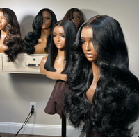 Pelucas de Cabello Humano Ondulado, 100% Cabello Humano Indio Virgen, Pelucas con Frente de Encaje HD 13*4, Pelucas sin Pegamento de Alta Densidad para Mujeres Negras