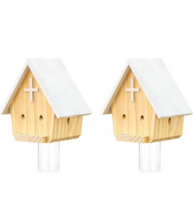 Vente en gros de pièges à abeilles de charpentier écologiques personnalisés Piège à abeilles en bois de style église en bois naturel pour l'extérieur Technique polie - Product Image 1