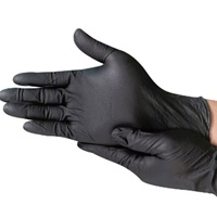 Gants de travail jetables sans poudre, personnalisés, noirs, en nitrile pur, fins, durables, 100 pièces/boîte