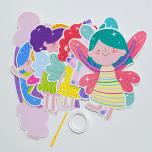 Moderne petit ours arc-en-ciel <span class=keywords><strong>licorne</strong></span> dessin animé lieu mise en page bannière décoration de fête pour la maternelle fête des enfants fleur tirant - Product Image 6