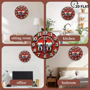 Round Wooden Wall <b>Clock</b> 25cm Silent Non Ticking Living Room Home Decoration Essential Round Wall Hanging <b>Clock</b> - Product Image 4