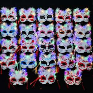 LED Light up Cat Face <strong>Masks</strong> Glowing in the Dark Halloween <strong>Fox</strong> Feather <strong>Mask</strong> Animal Cosplay Kabuki Masquerade Party - Product Image 1