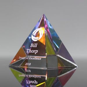 รางวัลของขวัญของที่ระลึกการแข่งขันทางธุรกิจถ้วยรางวัลพีระมิดคริสตัลสีสันสดใสสั่งทำได้ตามต้องการ - Product Image 1