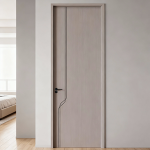 Porte intérieure en bois gris, simple, <span class=keywords><strong>écologique</strong></span>, sans peinture, ensemble de portes de chambre intérieure, design moderne, porte à panneau, vente en gros directe d'usine - Product Image 2