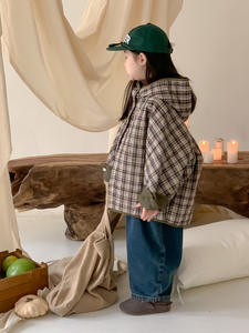 เสื้อแจ็คเก็ตเด็กผู้หญิงฤดูหนาวสไตล์เกาหลีลายตารางหมากรุกมีฮู้ดบุผ้าฝ้ายเสื้อแจ็คเก็ตเด็กแบบลำลองและอเนกประสงค์เสื้อแจ็คเก็ตหนา - Product Image 4