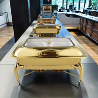 Chauffe-Plat Électrique de 9 L en Acier Inoxydable Doré, Serveur de Buffet pour Hôtels, Restaurants et Banquets