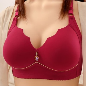 Sujetador de moda para mujer de talla grande, venta al por mayor de fábrica, fino, con efecto push-up, sin costuras, con botón trasero ajustable. - Product Image 5