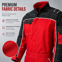 Combinaison de travail pour homme à manches longues en fibre de polyester antibactérienne, design bicolore, taille ajustable