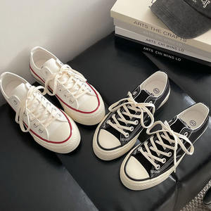 Zapatos de Lona Ramster, Plataforma Baja, Negros y Blancos, Estilo Urbano para Mujer, Retro de los 70, Clásicos, Modernos, a la Moda en Instagram - Product Image 1
