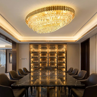 Lustre de plafond LED contemporain de luxe à télécommande, design moderne en cristal doré pour salon et chambre à coucher