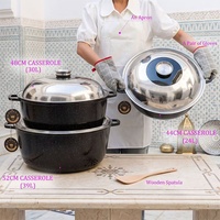 Batterie de cuisine en aluminium moulé sous pression effet granit, 10 pièces, faible MOQ, 44cm, 48cm, 52cm, revêtement céramique antiadhésif, ensemble extra large en aluminium effet granit