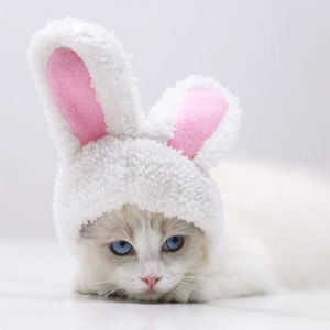 Shine Pet Rabbit Hat White <b>Plush</b> Winter Warm Comfortable For <b>Cats</b> Dogs Small Medium Size - Product Image 4