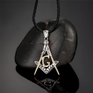 Colgante con Símbolo Masónico, Diseño de la Letra G, Collar para Hombre, Aleación de Zinc, Cadena de 60 cm, Joyería de Regalo - Product Image 2