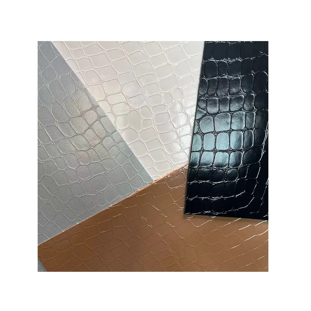 Superfície de pedra em relevo sintético de textura de tecido de couro PVC personalizado para bolsas, bolsas, carteira e cinto