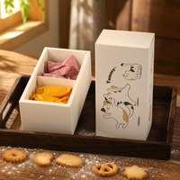 Boîte à tiroir personnalisée avec logo privé pour emballage alimentaire de gâteaux de lune, biscuits et produits de boulangerie, support OEM, boîte cadeau imprimée chat mignon, saisonnière
