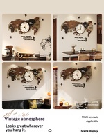 Horloge murale grand format de luxe créative 3D nordique, carte du monde haut de gamme, décoration murale pour salon, art mural, décoration intérieure