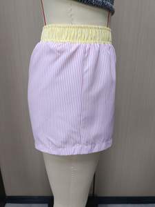 กางเกงขาสั้นลายทางสำหรับผู้หญิงกางเกงลำลองสำหรับฤดูร้อนกางเกงขาสั้นเอวสูงยืดตรงตรงสีเข้าคู่กับกางเกงทรงหลวม - Product Image 6