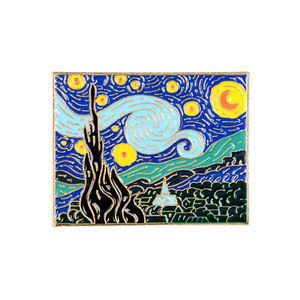 Logo de mode personnalisé Badges en métal Broche Épingles en émail pour la peinture <span class=keywords><strong>Van</strong></span> <span class=keywords><strong>Gogh</strong></span> Art Épingles en émail souple/dur personnalisées - Product Image 4