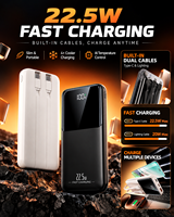 Power Bank HYTO OEM 22.5W Pengisian Cepat dengan Kabel Terintegrasi, Baterai Portabel dengan Layar LED untuk Ponsel iPhone dan Android