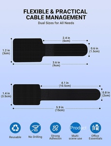 Genişletilmiş kanca döngü ağır kendinden yapışkanlı kablo bağları sapanlar yönetimi giysi kullanımı ayarlanabilir tel organizatörler - Product Image 2