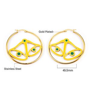 Fashion 2024 New Design 18K Gold Plated Stainless Steel Santa Claus Christmas Red <b>Green</b> Jewelry Hoop Stud <b>Earrings</b> for Women - Product Image 5