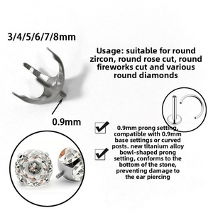 Base Ronde en Alliage de Titane Électroplaqué G23, Monture Vide à Quatre Griffes pour Pierres Taillées en Rose, Apprêts pour Boucles d'Oreilles, Accessoires de Bijoux DIY - Product Image 3