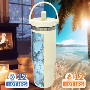 Customize 20oz 30oz Regular Tumbler Double Wall Coffee Cup Insulated Car Beer Travel Coffee <b>Mug</b> with Handle Lid and Straw - Product Image 2