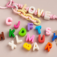 Breloques perles acryliques colorées à initiales creuses, diamètre 6,2 mm, 26 lettres, pour la fabrication de bijoux DIY