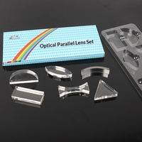 Ensemble d'équipements d'expérimentation optique de géométrie physique pour le collège, lentilles concaves et convexes, prisme triangulaire, exploration de la lumière
