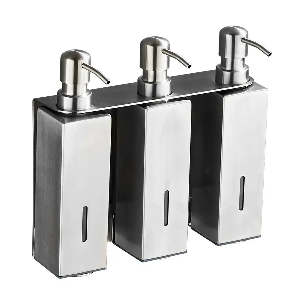 Hotel Bintang 5 Kualitas Tinggi 304 Stainless Steel Shampoo Shower Dispenser Hotel Shampoo Set Dipasang Di Dinding Sabun Mewah Dispenser