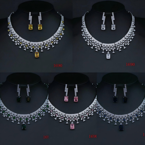 250828 लक्जरी ब्राइडल फैशन गहने सेट विशेष अवसरों के लिए संग्रह ईयररिंग्स के हार के शानदार बयान टुकड़े - Product Image 6