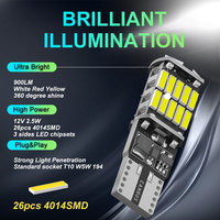 JHS T10 W5W Canbus LED-Glühbirne 26 Stück 4014 SMD 12V Fehlerfreie Auto-Leselampe Kennzeichenbeleuchtung Weiß Bernstein Blau Rot Grün Option