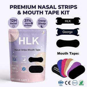 Tiras Nasales y Cinta Bucal <span class=keywords><strong>sin</strong></span> Látex con Aroma Personalizado HLK, Combo para Dormir <span class=keywords><strong>sin</strong></span> Roncar y Respirar por la Nariz - Product Image 1
