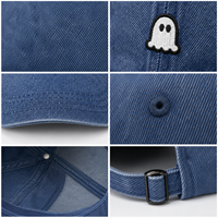 Casquette de baseball en jean souple, directement de l'usine, avec patch tissé fantôme, hydrofuge, pour la vente B2B aux vendeurs de streetwear, avec logo personnalisé