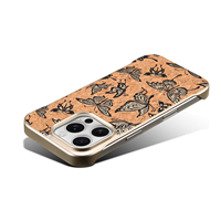 Coque Arrière en Liège Motif Papillon Artistique pour Apple iPhone 12-16, Compatible Charge Sans Fil, Utilisation Quotidienne
