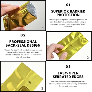 Sachets personnalisés en aluminium avec fermeture arrière pour cartes TCG, emballage de boosters, sacs mystères pour cartes à collectionner, pochettes surprises pour cartes de jeu - Product Image 2