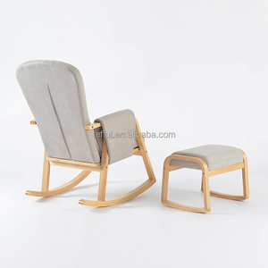 Fauteuil à bascule simple pour chambre d'enfant, en tissu gris, économique, avec repose-pieds, idéal pour l'allaitement. - Product Image 3
