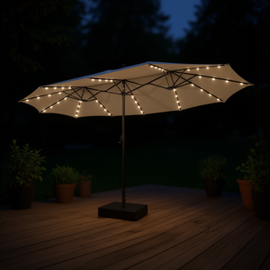 Sombrilla de Patio de 15 Pies de Diámetro, Doble Cara, con 48 Luces LED, Accesorio para Muebles de Exterior para Uso en Patio - Product Image 2