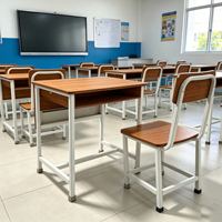 Ensemble de mobilier scolaire compact en MDF pour salle de classe principale, bureau d'étudiant individuel avec boîte à livres ouverte