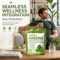 SYC BIO Super Greens Gummies Mélange de légumes verts quotidiens Harmonie digestive Complément alimentaire quotidien 120 unités Sac de 600g OEM Marque privée ODM