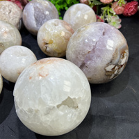Sphère de cristal naturel pierre de guérison artisanat fleur de cerisier fleur agate améthyste sphère druzy