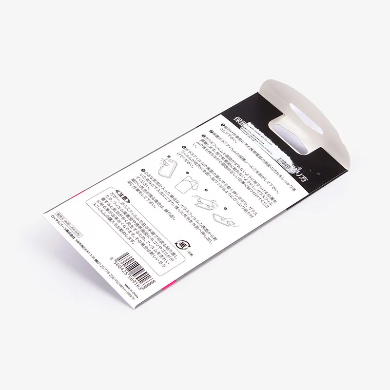 Paquete de papel de Material C1S de reciclaje personalizado con orificio para colgar para protector de pantalla Embalaje de accesorios de teléfono al por menor