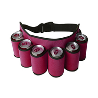 Cinturón Porta Cervezas para 6 Botellas, Cinturón para Seis Paquetes de Cerveza, Porta Latas de Refresco, Funda de Neopreno para Latas de Cerveza